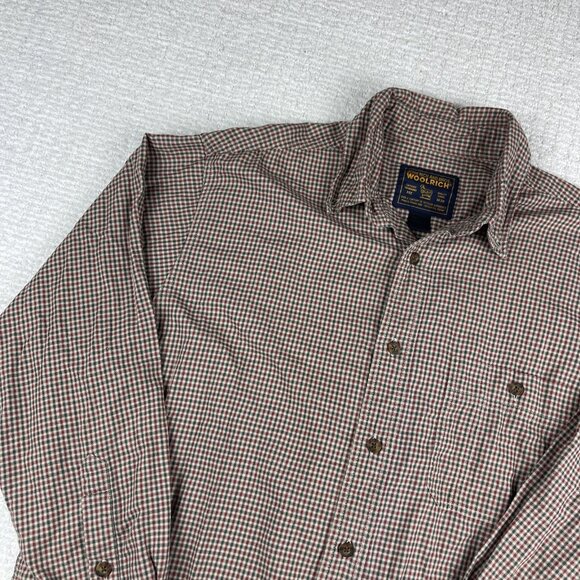 Vintage Woolrich Plaid Button-Up Lumberjack Flannel Men's L Red Green - Picture 3 of 16